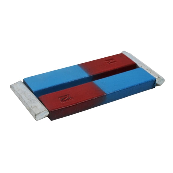 Bar Magnets, Set of 2 - Red & Blue, North / South Poles - Chrome Steel - Includes Keepers - Perfect for Physics Classrooms & Magnetism Experiments - Eisco Labs
