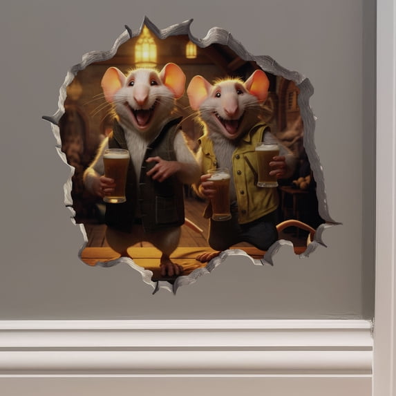 Bar Mates Mice in Mouse Hole Decal - Mouse Hole 3D Wall Sticker ...