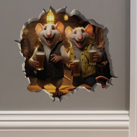 Bar Mates Mice in Mouse Hole Decal - Mouse Hole 3D Wall Sticker