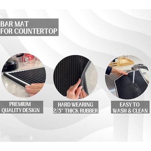 Bar Mats for Countertop with White Frame, Premium Silicone Coffee Mat 18x12 in, Heavy Duty Espresso Machine Mat Protector Pad and Coffee Matt for Counter, Bar Accessory for Modern Kitchens