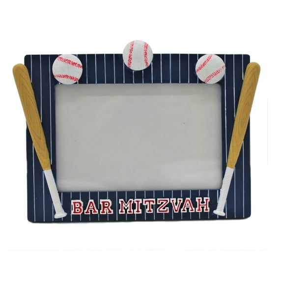 Bar Mitzvah 3D Baseball Picture Frame with Glass Cover | Perfect Photo Frame Gift for 4"x6" Pictures | Unique Design with Baseball and Bat | Ideal Bar Mitzvah Gift