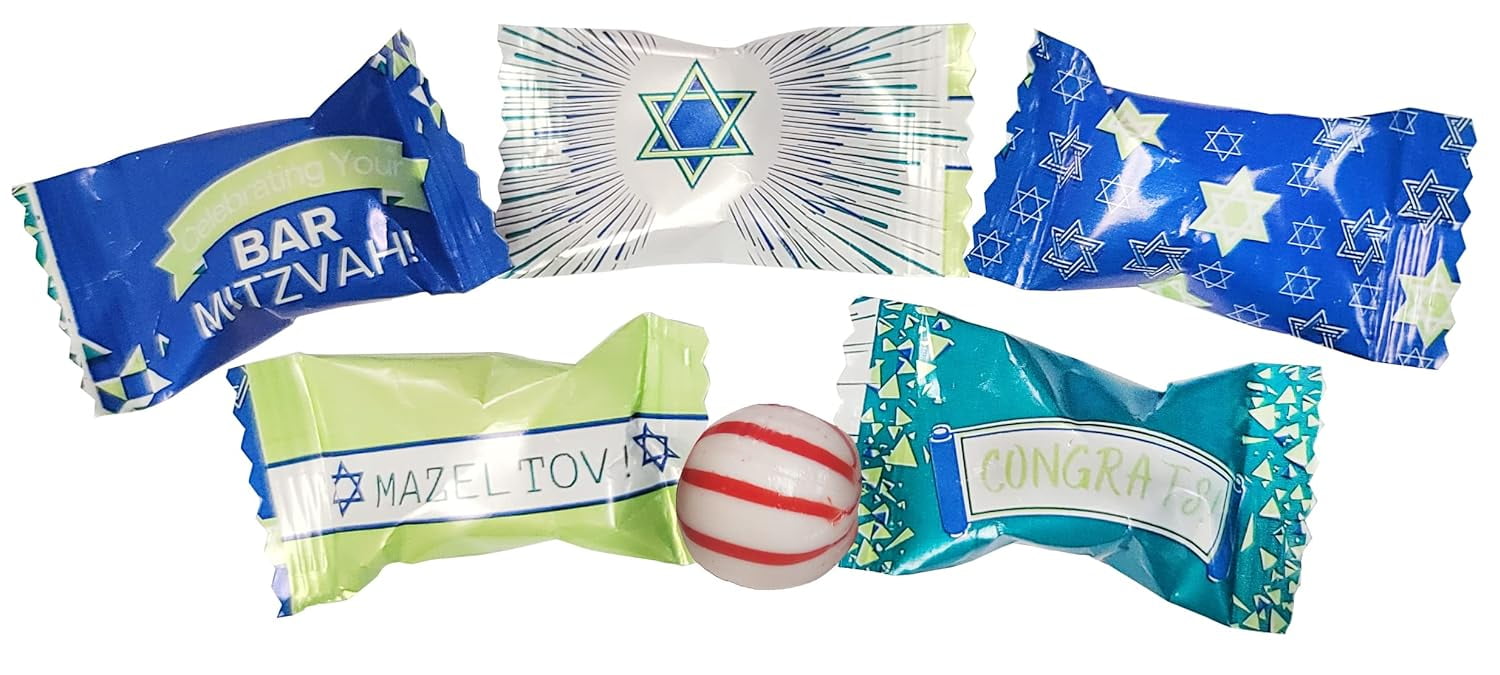 Bat Mints Bar Mitzvah Peppermints 100 Count Wrapped-For Boy's Birthday Jewish ...