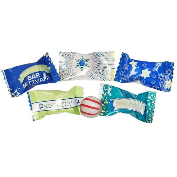 Bar Mitzvah Peppermints 100 Count Wrapped-For Boy's Birthday Jewish Religious Ceremony