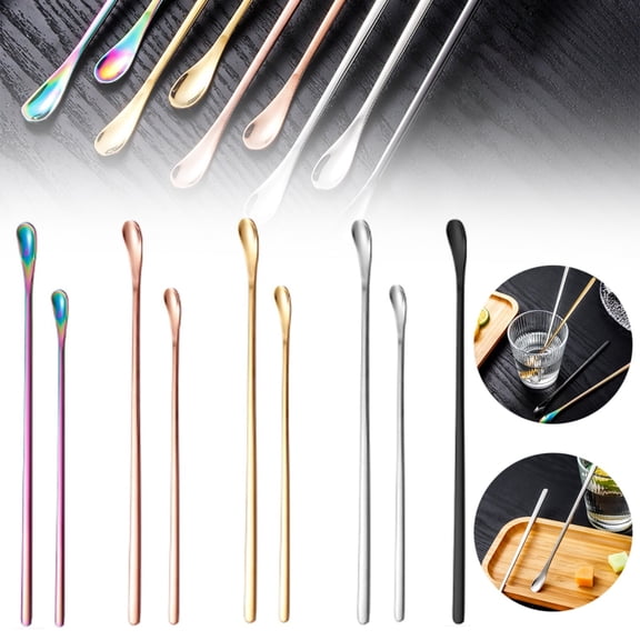 Bar Mixing Spoon,Coffee Stir Sticks Scoop Stainless Stirring Spoons for Coffee Cocktail Mixing Spoon with Long Handle Multifunctional Stir Sticks for Coffee Wine Drinks Tea Oil(B)
