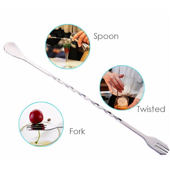 Bar Mixing Spoon Long Handle Stainless Steel Cocktail Spoon Stirring Spoon