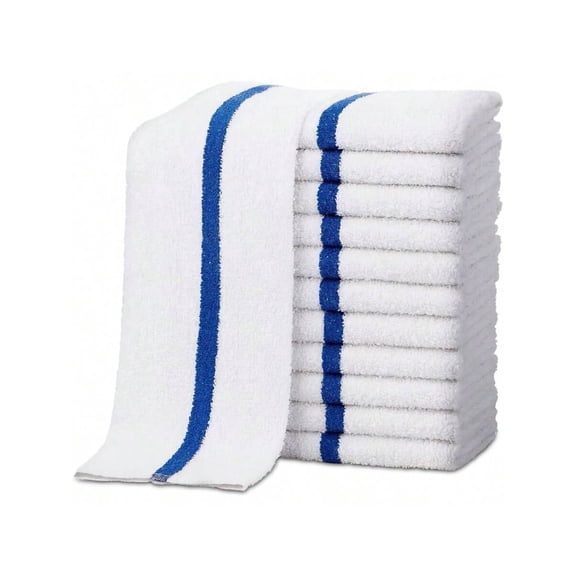 Bar Mop Towels - 60 Pack 16x19 - 100 Cotton High Absorbency Kitchen Towels Reusable Dish Cloths Quick-Dry Rags with Blue Stripe Ideal for Restaurants Cooks Bartenders Homes