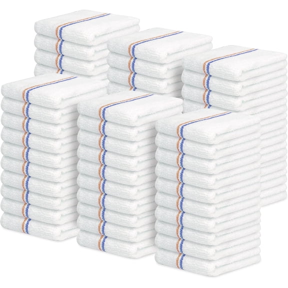 Bar Mop Towels (Value Pack of 60) Size 16"x19" Absorbent and Durable, Multipurpose Cleaning Rags, Cotton Cleaning Cloths, Terry Cloth Rags, Reusable Shop Rag