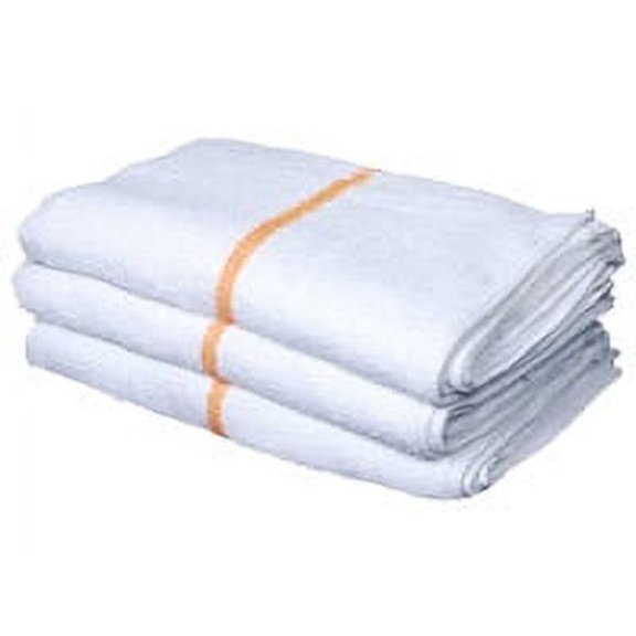 Bar Mops 100% Terry Cotton 16x19 Gold Stripe - Highly Absorbent -White - 30oz (2 DZ)