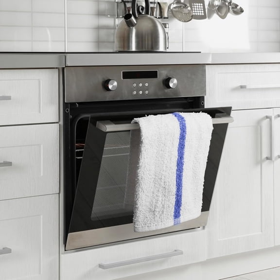 Bar Mops Blue Stripe Pack of 60 Kitchen Towels 16x19 Multi-Purpose for Home, Restaurant and Cleaning White Absorbent Washcloth Dishcloths Sets, Reusable Dish, Cloths Rags