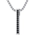 thumbnail image 1 of Bar Necklace 925 Sterling Silver Black Cubic Zircon Bar Pendant Necklace Jewelry for Men Women, 1 of 5