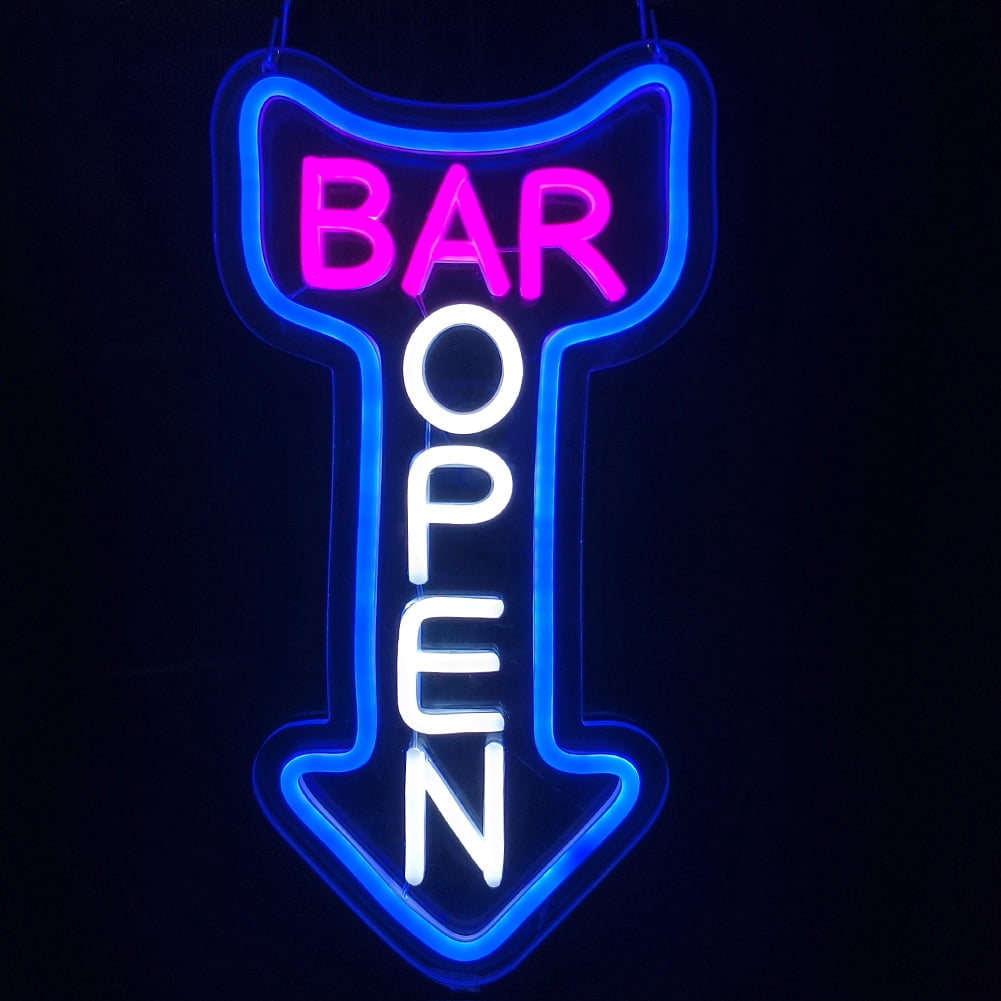 Bar Open Neon Sign,Open Arrow Neon Light for Bar Club Beer Shop Man Cave Restaurant Business Occasions Decor ( go straight )