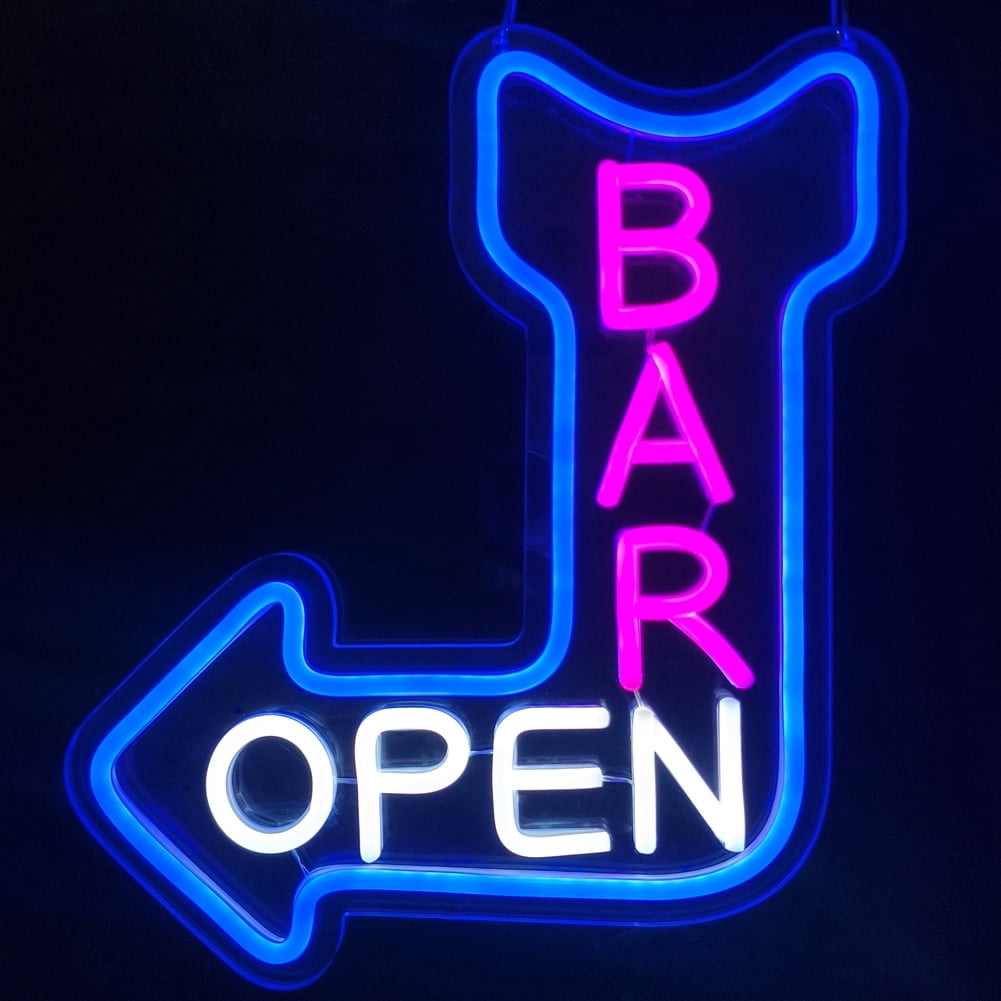 Bar Open Neon Sign,Open Arrow Neon Light for Bar Club Beer Shop Man Cave Restaurant Business Occasions Decor (left )