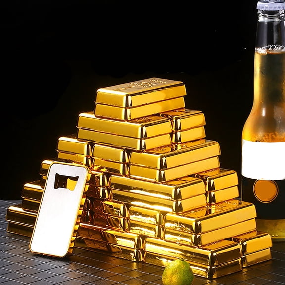 Bar Opener Magnetic Gold Bar Bottle Opener Simulation Gold Brick Beer Opener Decorative Bullion Bar Soda Opener Metal Wine Corkscrew Novelty Gift Set A360_Gold