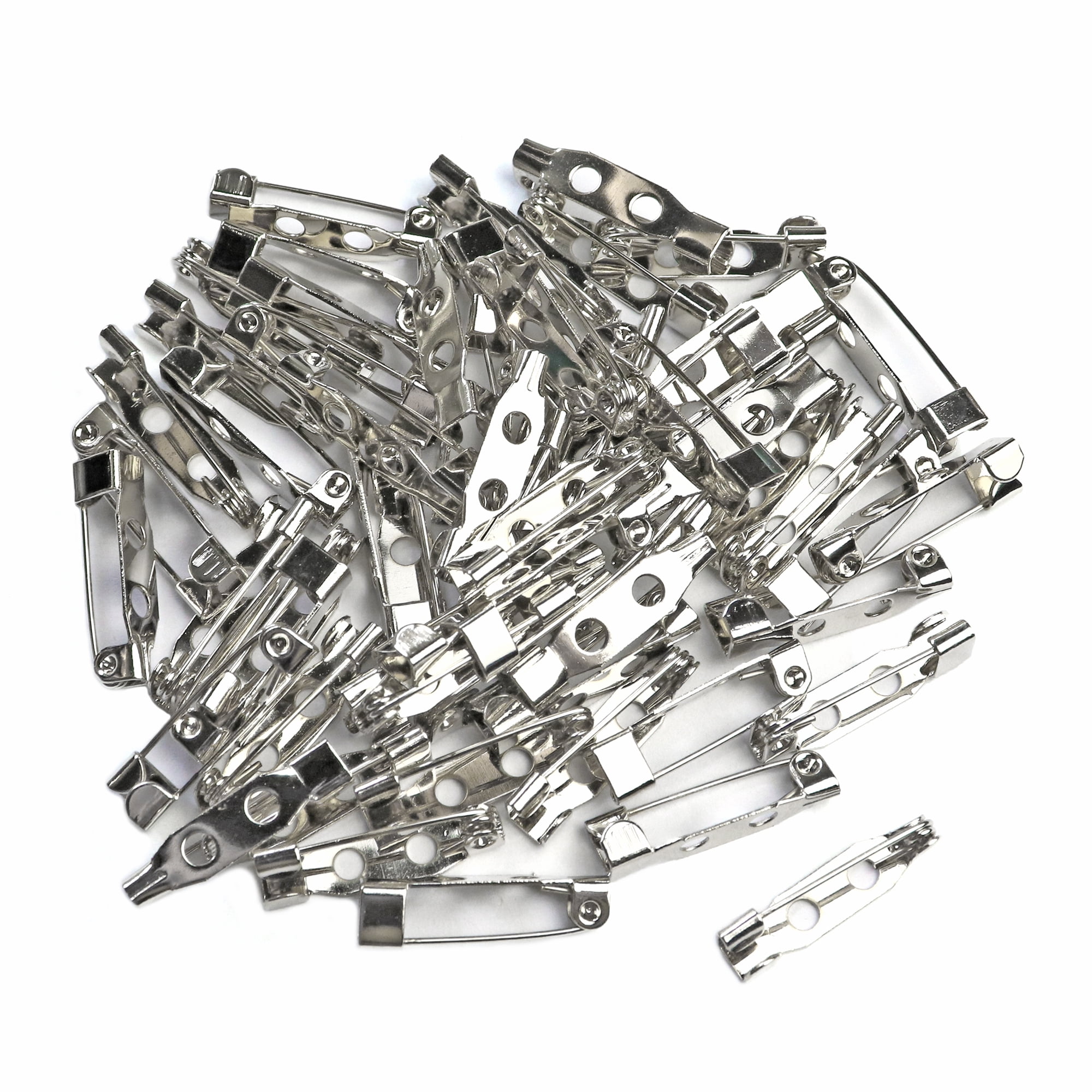 200 Pcs Silver Safety Pins 1.5 Inch (38mm) Pins Findings Backs Pin Back  Clasp Brooch Bar Safety Pin with 3 Holes Safety Locking for Making Corsage