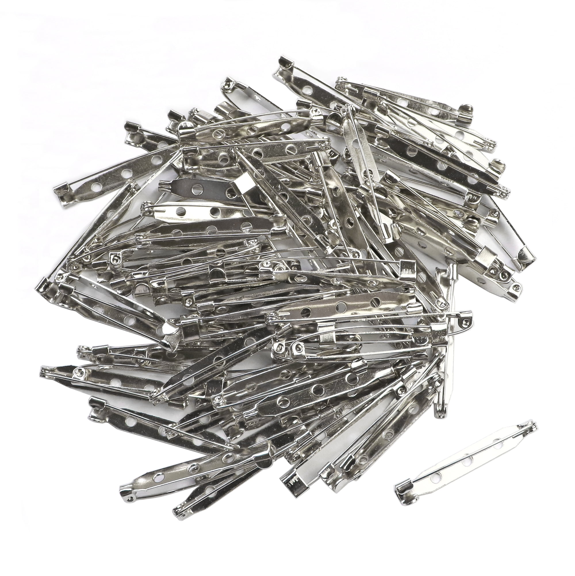 Shappy 100 Pieces Bar Pins Brooch Pin Backs Safety Clasp with Plastic Box, 4 Sizes 20 mm, 25 mm, 32 mm and 38 mm (Gold and Silver)