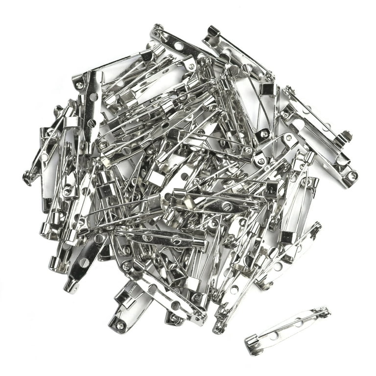 500 Pcs Silver Tone Brooch Pin Backs Clasp 1.5 inch (38mm) Bar Pins  Findings 3 Holes Safety Pins for Badge Insignia, Citation Bars, Making  Corsage