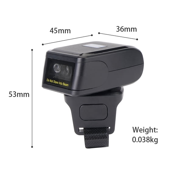Bar Reader Scanner 2D Barcode Scanner Portable Finger Handheld Wearable Ring 1D 2D Bar Code Reader 2.4G Wireless and Wired Connection Support for iOS PC Computers