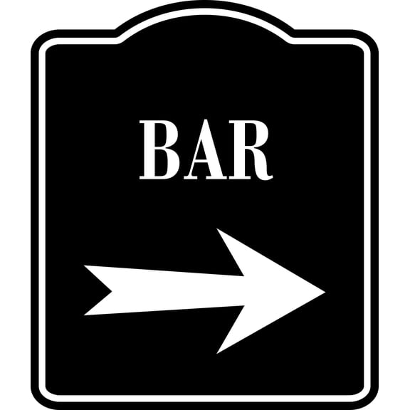 Bar Right Arrow BLACK Aluminum Composite Sign