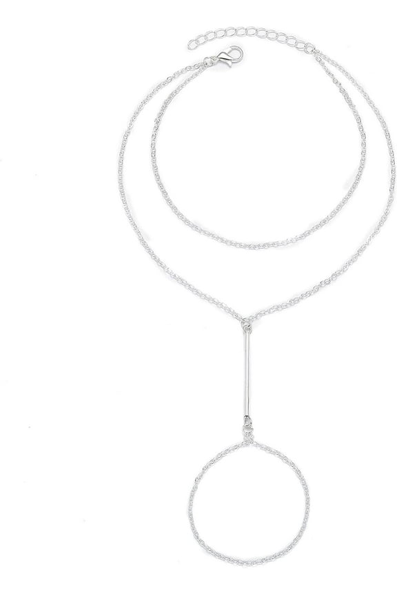 Bar Ring Toe Anklet Bracelet Silver Barefoot Sandals Simple Ankle Bracelet Foot Chain Jewelry for Women 1Pcs