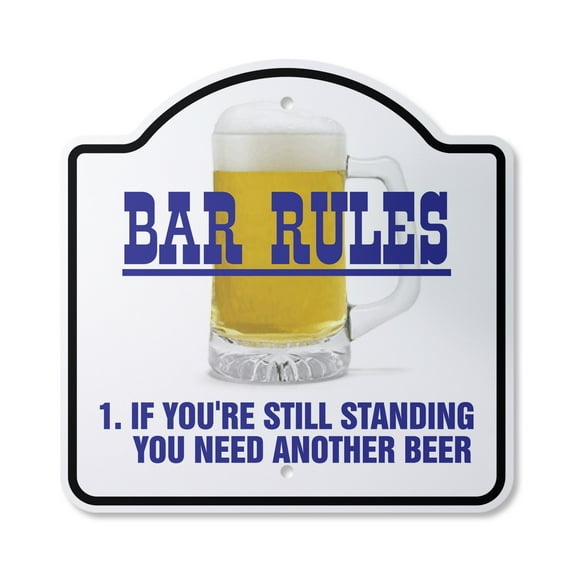Bar Rules 12" X 12" Sign | Indoor/Outdoor Plastic | SignMission Designer Parking Bartender Lounge Beer Liquor Booze Novelty Gift Funny Joke Gag Road Garage