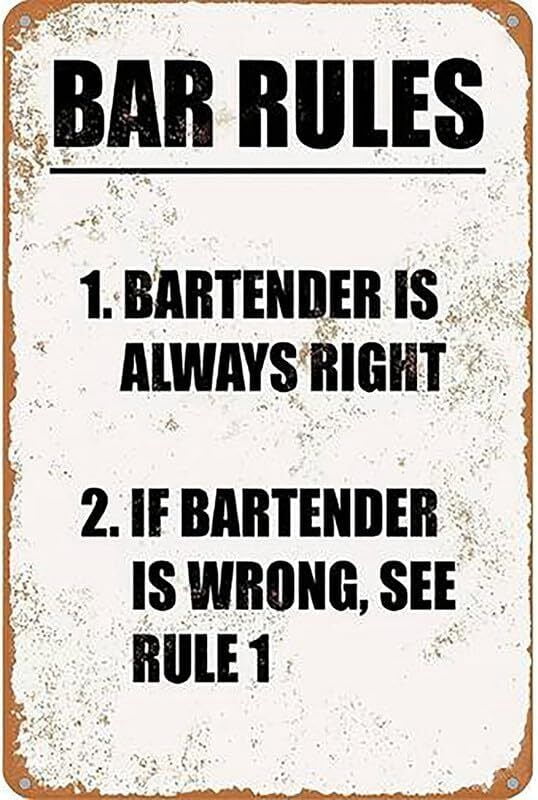 Bar Rules Weatherproof Funny Metal Sign Size: 8 x 12 Inch - Walmart.com