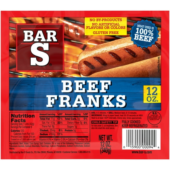 Bar-S Beef Franks, 8 Count, 12oz