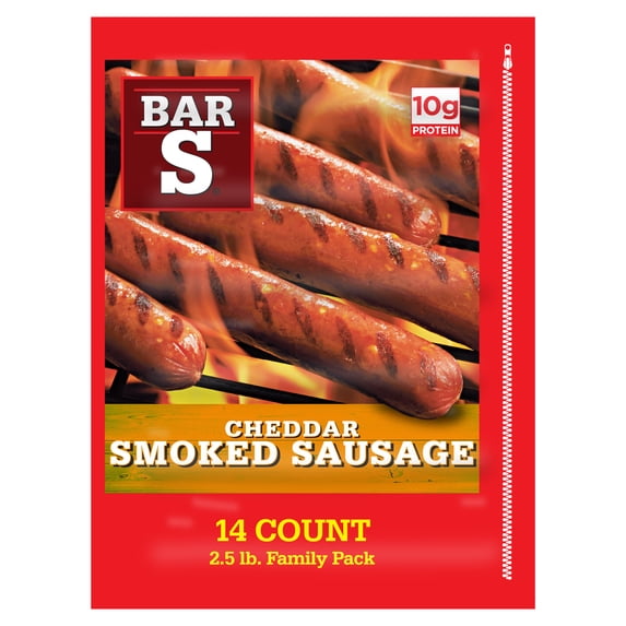 Bar‑S Cheddar Cheese Smoked Sausage, 14-Count, 2.5 lb Family Pack