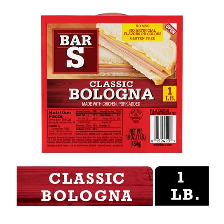 Bar-S Classic Bologna Sliced Deli-Style Lunch Meat, 14 Slices per Package, 1 lb Pack