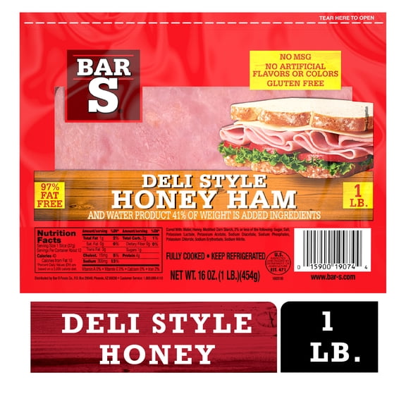 Bar-S Deli Style  Honey Ham,  97% Fat Free, 1 lb,