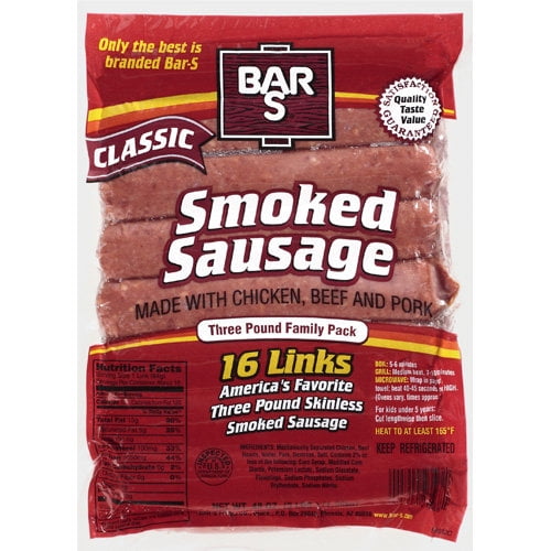 Bar S Foods Bar S  Smoked Sausage, 16 ea