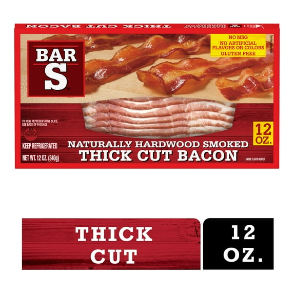 Bar-S Naturally Hardwood Hickory Smoked Thick Bacon, 12 oz