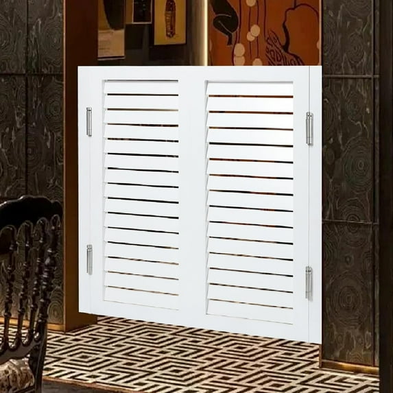 Bar Saloon Swinging Doors Cafe Doors, Louvered Cafe Door, Room Divider, Interior Swing Solid Wood Door, Entrance Partition for Hallway Kitchen Doorway Bar (White, 35.4x35.4in)