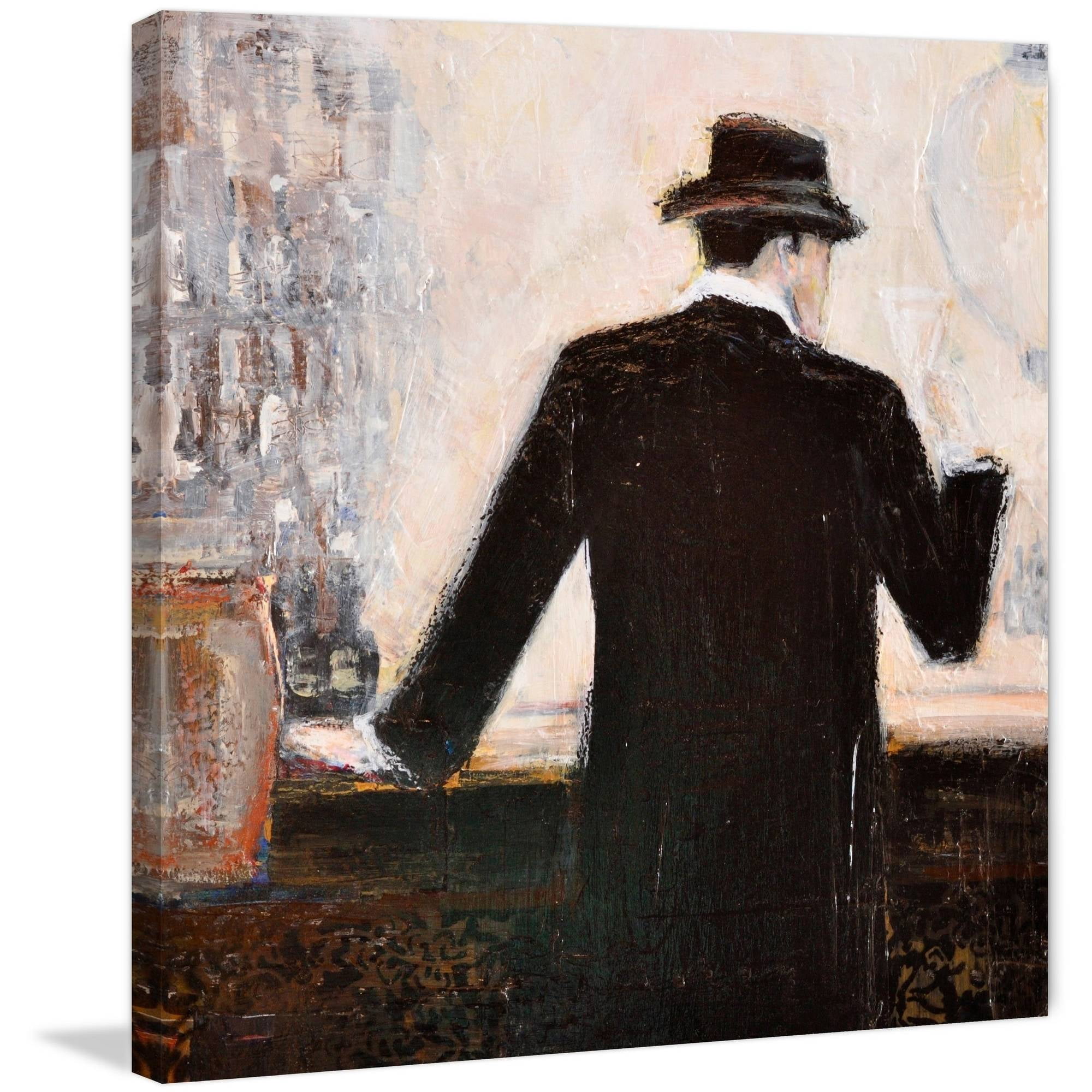 "Bar Scene Man" Painting Print on Wrapped Canvas