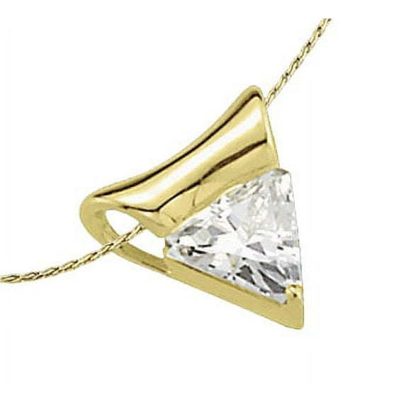 Bar Set Slide Pendant with Artificial Triangle Cut Diamond by Diamond Essence set in 14K Solid Yellow Gold