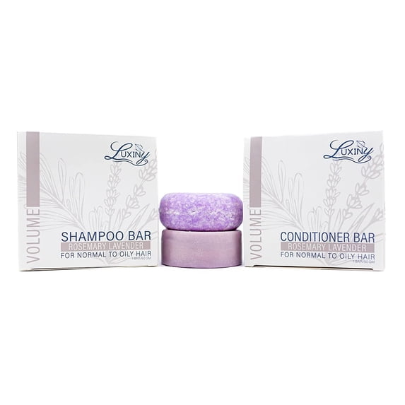Bar Shampoo and Conditioner for Hair, by Luxiny, Made in USA Lavender Shampoo and Conditioner Bar Set With 1 Sulfate Free Shampoo Bar, 60g & 1 Deep Conditioner Bar, 50g Rosemary Lavender