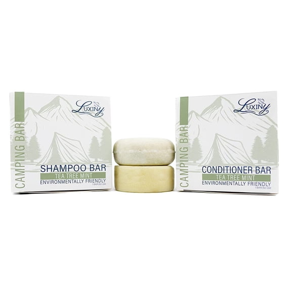 Bar Shampoo and Conditioner for Hair, by Luxiny, Made in USA Shampoo and Conditioner Bar Set - 1 Sulfate Free Shampoo Bar, 60g & 1 Deep Conditioner Bar, 50g  All Hair Types Tea Tree Mint