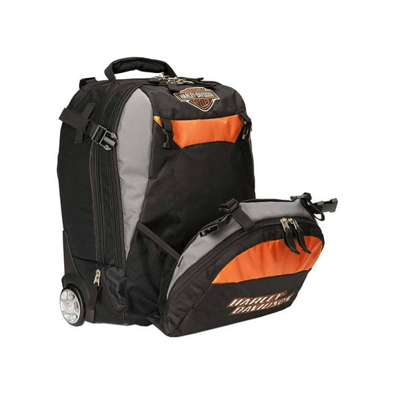Bar & Shield Logo Wheeling Backpack Carry-On Bag 99411-BLACK, Harley Davidson