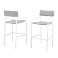thumbnail image 1 of Bar Side Stool Chair, Set of 2, Aluminum, Metal, Steel, White Grey Gray, Modern Contemporary Urban Design, Outdoor Patio Balcony Cafe Bistro Garden Furniture Hotel Hospitality, 1 of 8