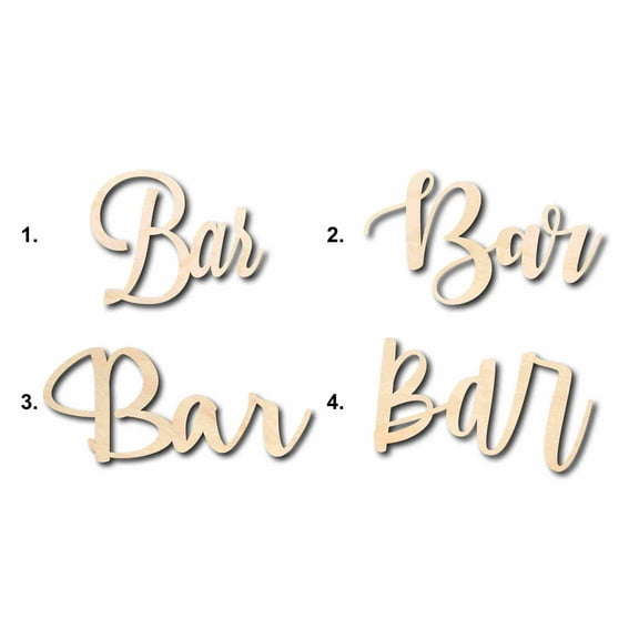 Bar Sign Unfinished Wood Cutout Home Decor DIY Option 1- 24" Wide / 1/4"