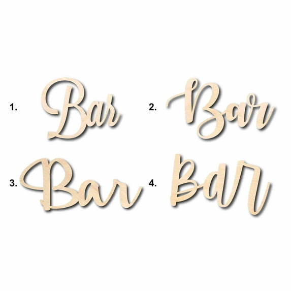 Bar Sign Unfinished Wood Cutout Home Decor DIY Option 3- 24" Wide / 1/2"