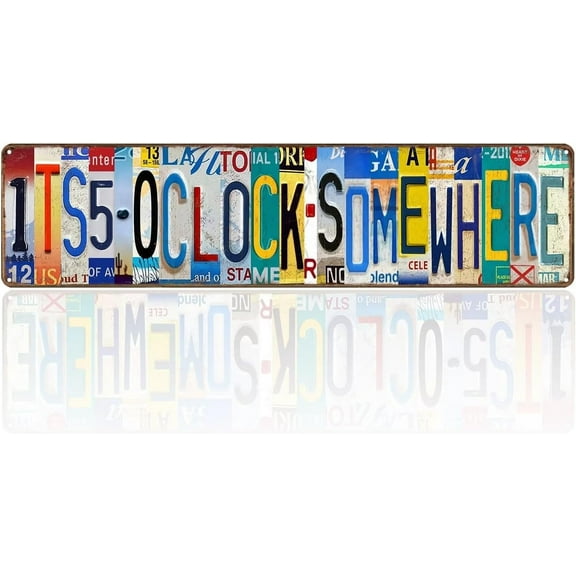 Bar Signs For Bar Decor Its 5 O'Clock Somewhere Sign Funny Vintage Bar Accessories Drinking Signs Gifts for Men Five O Clock Somewhere 16 x 4 Inches