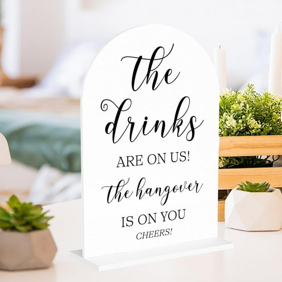 Bar Signs For Home Bar Wedding Decorations The Drinks Are on Us! The Hangover Is On You Cheers! Wedding And Pubs Decor Acrylic 75 inch