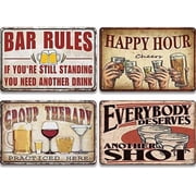Bar Signs for Home Bar Vintage Metal Tin Signs, Bar Accessories Man Cave Signs Bar Decor for Home, Bar decorations Bar Wall Decor for Home Bar, Pub , Garage, Bar Gifts for Friend, 8 12 Inches 4 Pcs
