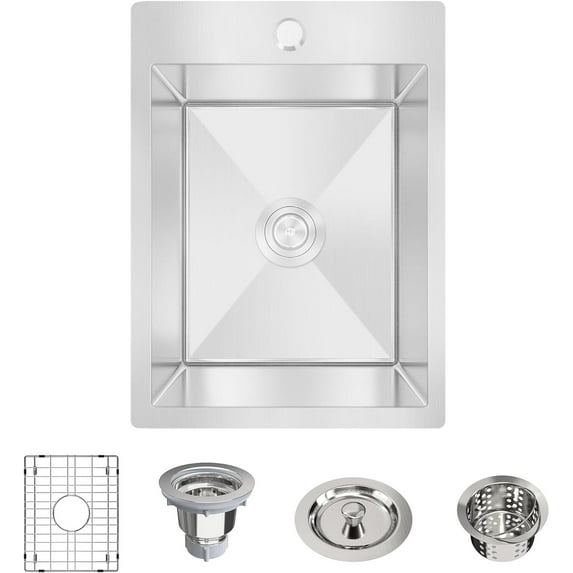 Bar Sink,15 x 20 inch Drop-in Kitchen Sink,18 Gauge Stainless Steel Topmount Bar Sink (15x20 inch)