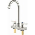 thumbnail image 1 of Bar Sink Faucet 4 Inch Center Deck Mount,2 Hole Prep Sink Faucet Dual Handles Commercial Utility Laundry Kitchen,Brushed Nickel, 1 of 18