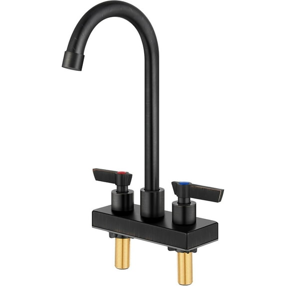 Bar Sink Faucet 4 Inch Center Deck Mount,2 Hole Prep Sink Faucet Dual Handles Commercial Utility Laundry Kitchen,Oil Rubbed Bronze