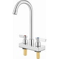 thumbnail image 1 of Bar Sink Faucet 4 Inch Center Deck Mount,2 Hole Prep Sink Faucet Dual Handles Commercial Utility Laundry Kitchen,Polished Chrome, 1 of 9