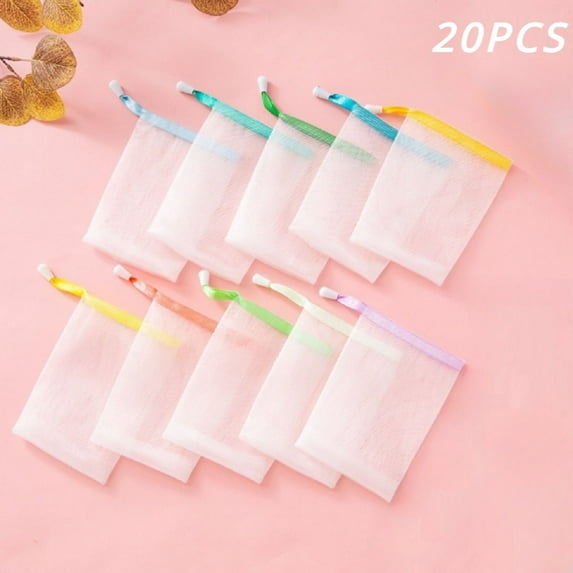 Nanaborn Bar Soap Pouch 20 Pcs Mesh Holder Bags with Color Drawstring(5.91 ×3.94in)