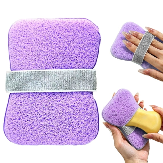 Bar Soap Scrubber Pouch,Shower Sponge with Soap Pocket and Hand Strap,Exfoliating Bath Sponge,Soap Saver Exfoliator Shower Pad,Dead Skin Remover for Men Women,4.72x3.34 inch(Purple)