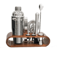 thumbnail image 1 of Bar Social Bartender Cocktail Kit – Bartender Accessories Tools for Drinks – Set of 10 Bar Mixer Set with Bamboo Stand - Dark Silver, 1 of 5